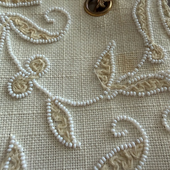 Vintage The Carib Shop Cream Embroidered Women's Bag Made in France - Picture 6 of 6